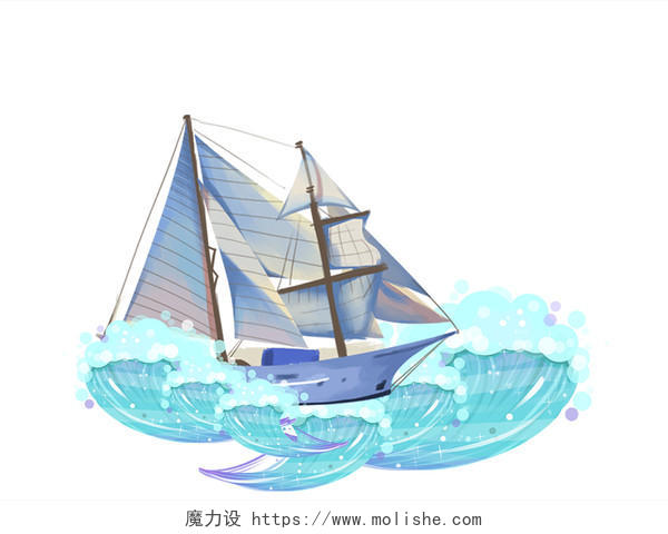 蓝色帆船小船航海日海洋PNG素材中国航海日海洋